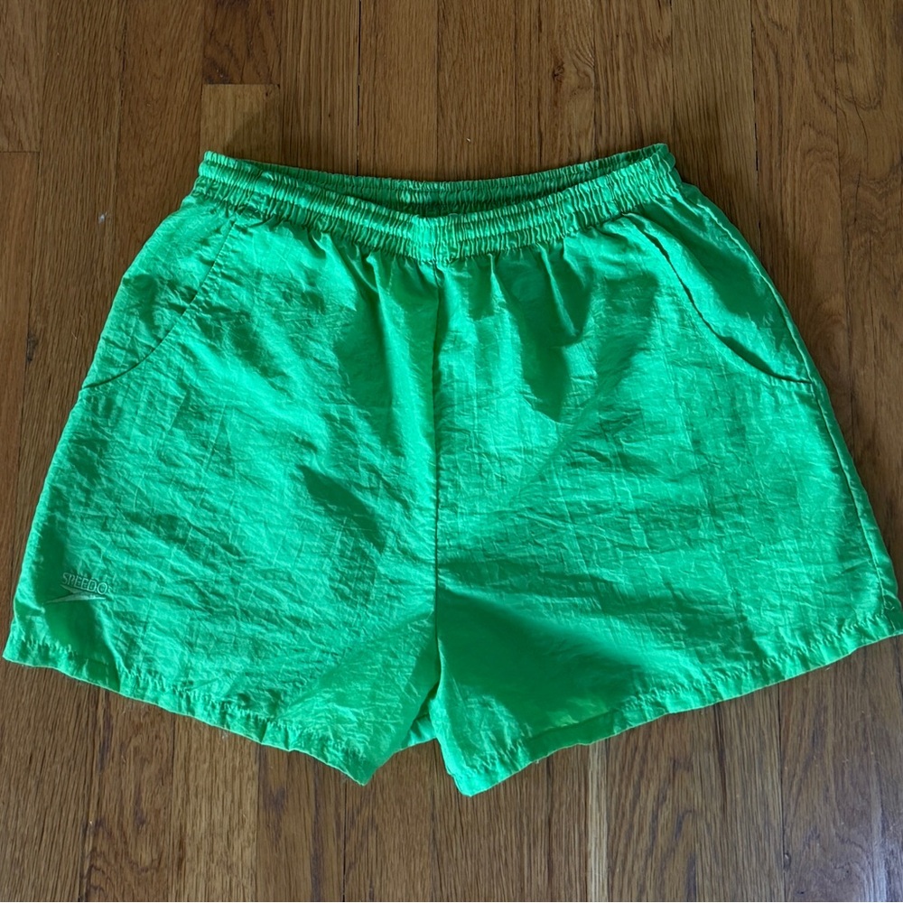 Vintage Speedo Neon Green Nylon Shorts